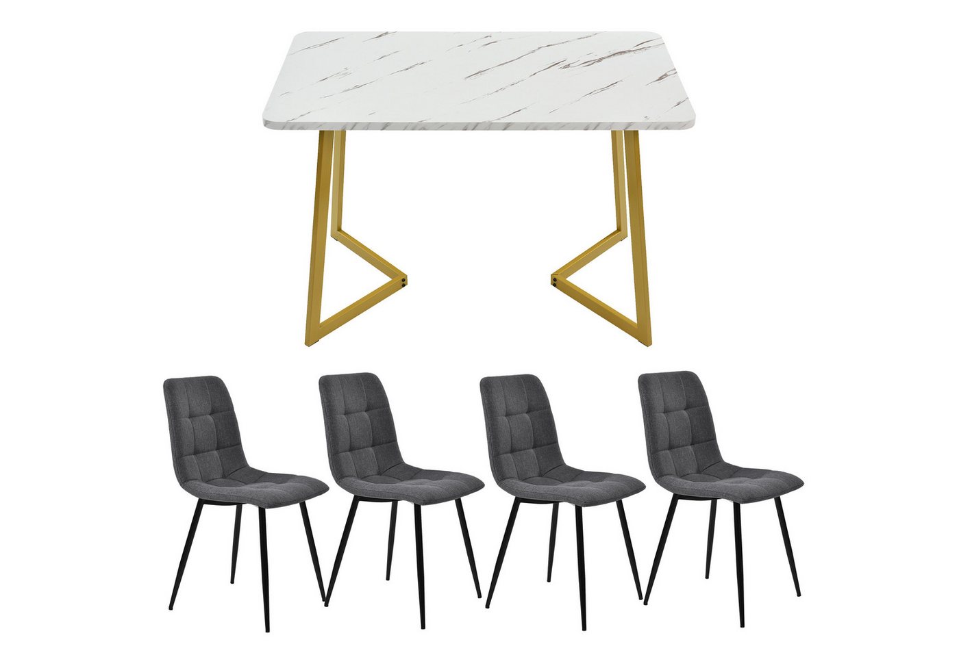 GLIESE Esstisch Esstisch mit 4 Stühlen Set, Moderner Küchentisch Set von GLIESE