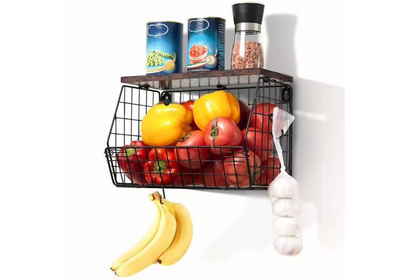 GLIESE Küchenregal Multifunktionales Obst- und Gemüseregal mit Haken von GLIESE