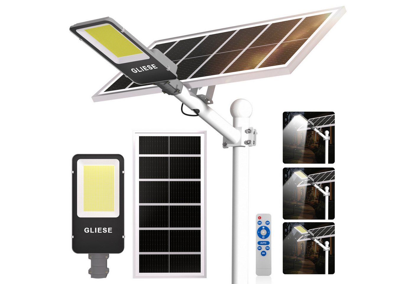 GLIESE LED Solarleuchte LED Solarlampe mit Daemmerungssensor, mit Fernbedienung, 1000W GLIESE LED Solarleuchte LED Solarlampe mit Daemmerungssensor, mit Fernbedienung, 1000W von GLIESE