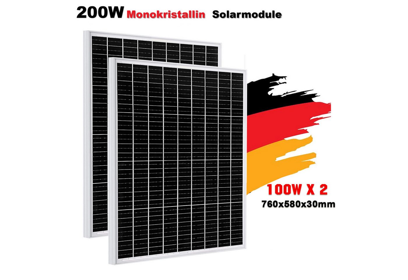 GLIESE Solaranlage 12V Solarmodul MONO Solae Panel, 200 W, Monokristallin, (Packung, 2-St., 100W 12V Solarpanel), seriell/parallel erweiterbar. von GLIESE