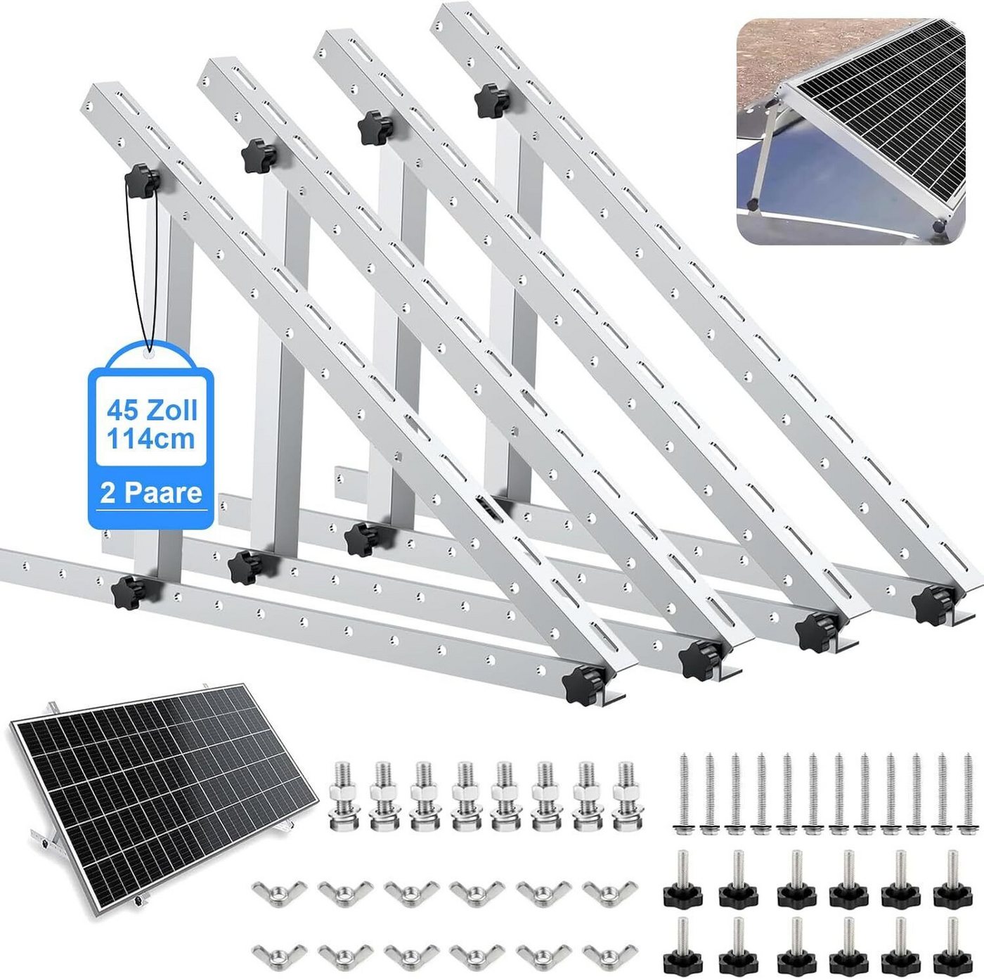 GLIESE Solaranlage 4X PV Halterung 114cm Solarmodul Balkonkraftwerk, (4-St., 2x Solarmodul Halterung inkl. Befestigungsmaterial) von GLIESE