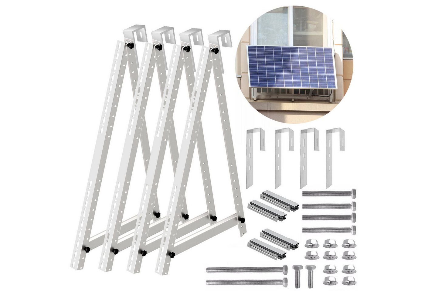 GLIESE Solaranlage 4X PV Halterung 114cm Solarmodul Balkonkraftwerk, (4-St., 2x Solarmodul Halterung inkl. Befestigungsmaterial), für Flachdächern Balkon Wohnmobile Boote von GLIESE