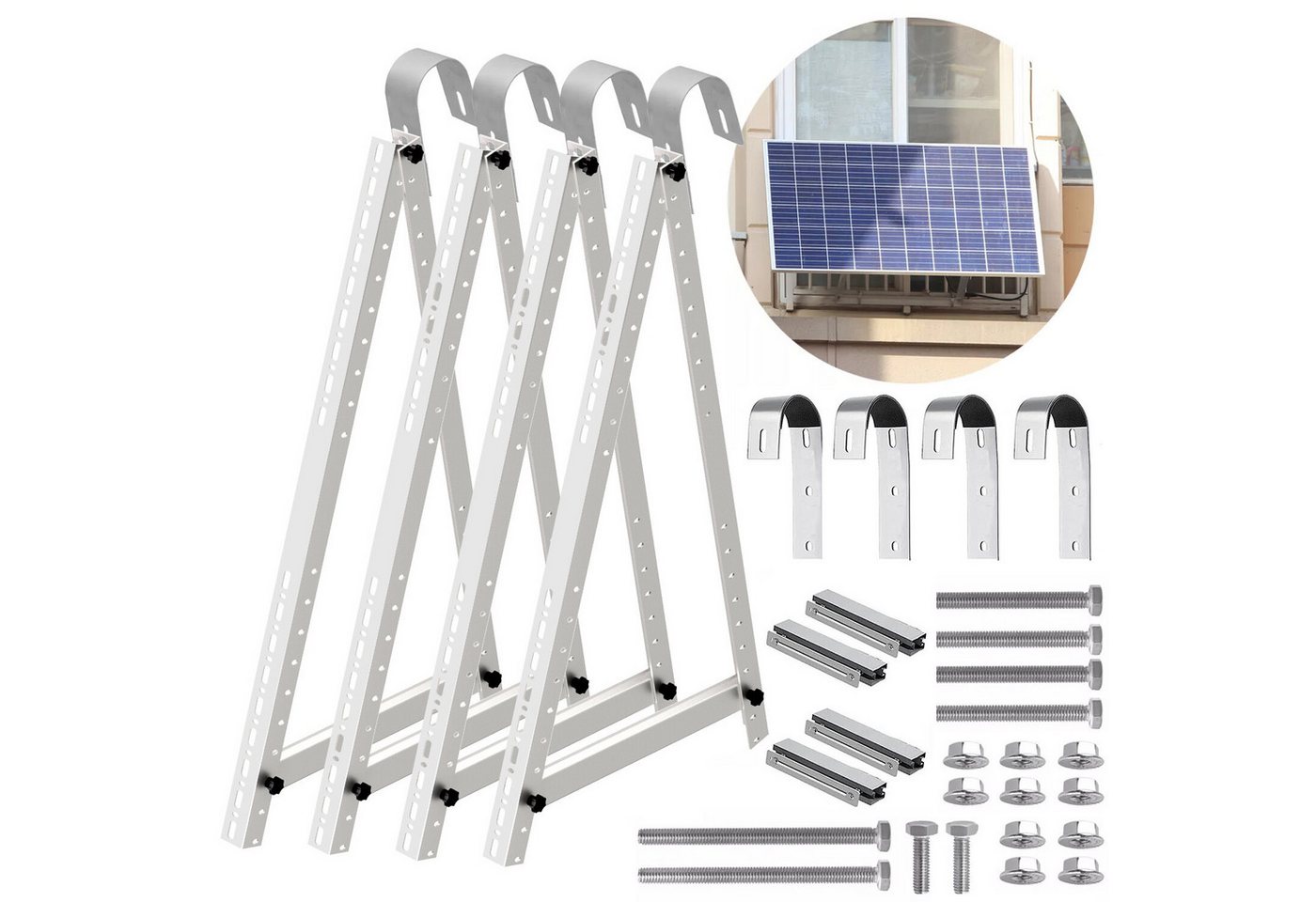 GLIESE Solaranlage 4X PV Halterung 114cm Solarmodul Balkonkraftwerk, (4-St., 2x Solarmodul Halterung inkl. Befestigungsmaterial), für Flachdächern Balkon Wohnmobile Boote von GLIESE