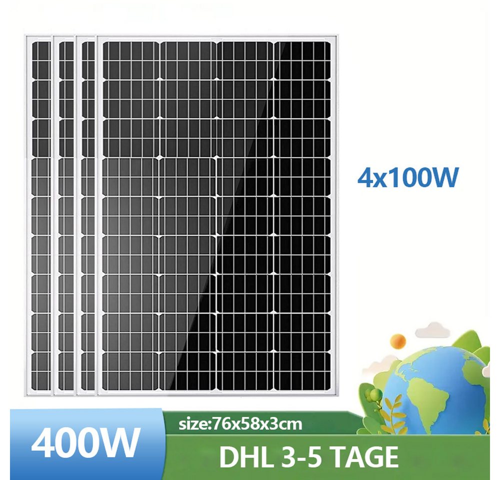 GLIESE Solaranlage MONO 12V Solarmodule für Balkonkraftwerk Dachstromerzeugung, Monokristallin, (4-St., Solarpanel), Mehrere Module parallel anschließbar zur Leistungserweiterung von GLIESE