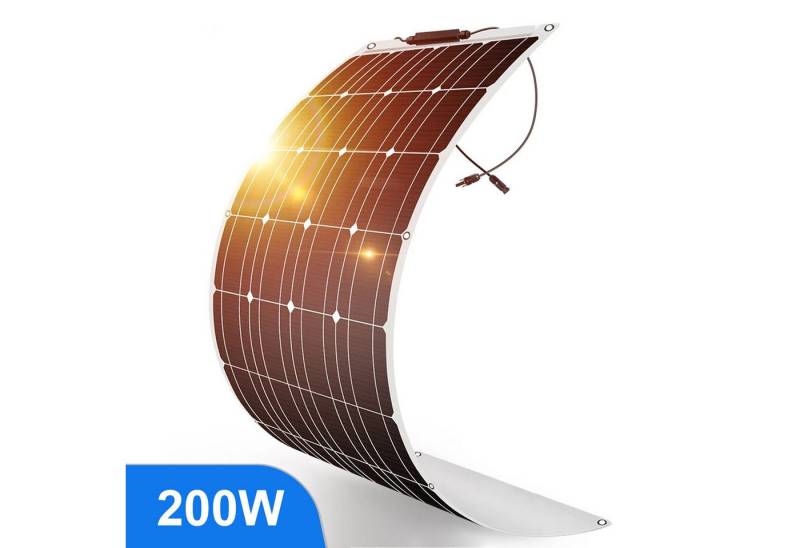 GLIESE Solarmodul Flexibel Solarpanel für Wohnmobile, Boote, Camping, 200 W, Monokristallin, (packung, 1-St., Flexible Solarmodul), biegsam (bis zu 30),Erweiterbar durch Serien- und Parallelschaltung von GLIESE