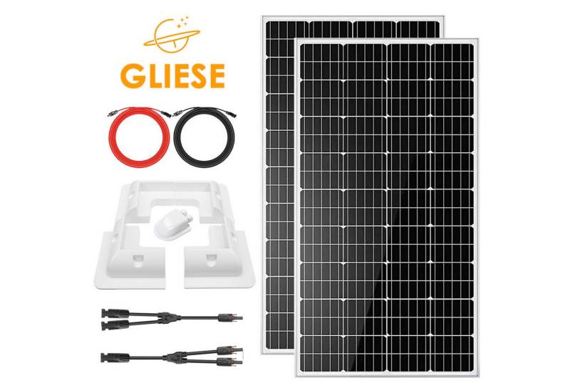 GLIESE Solarmodul Monokristalline Solarpanel mit Montagegestell für Wohnmobil, 240 W, Monokristallin, (Set, 11-St., Solarpanel, Montagegestell, Verlängerungskabel), Erweiterbar durch Serien- und Parallelschaltung von GLIESE