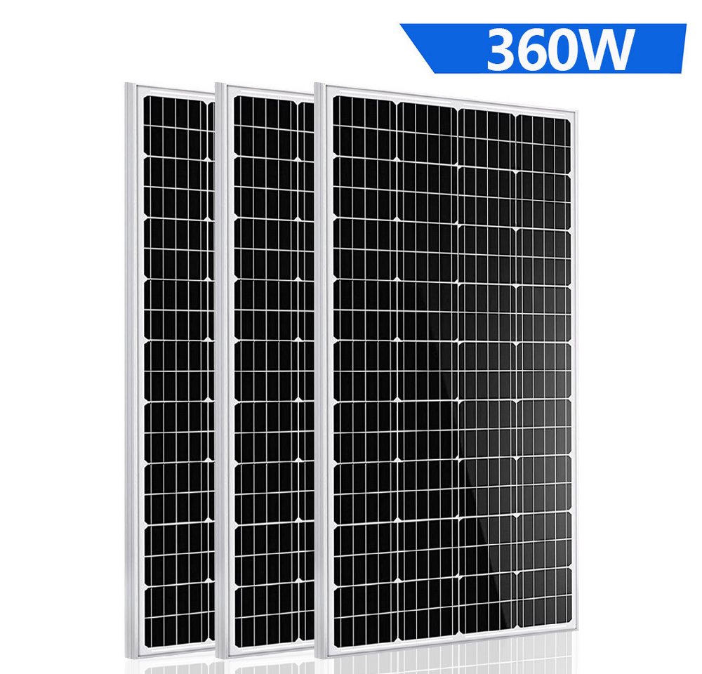GLIESE Solarmodul Solarpanel 12V 120W für Balkonkraftwerk Wohnmobile Off-Grid-Systeme, Monokristallin, (3-St., Solarmodule), Kaskadierbar in Strings parallel/seriell von GLIESE