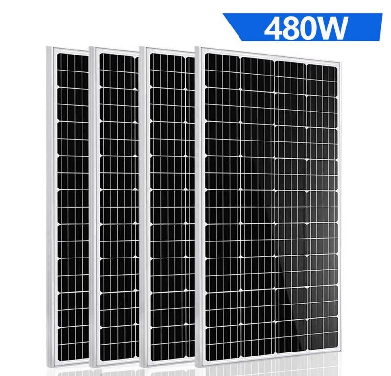 GLIESE Solarmodul Solarpanel 12V 120W für Balkonkraftwerk Wohnmobile Off-Grid-Systeme, Monokristallin, (4-St., Solarmodule), Kaskadierbar in Strings parallel/seriell von GLIESE
