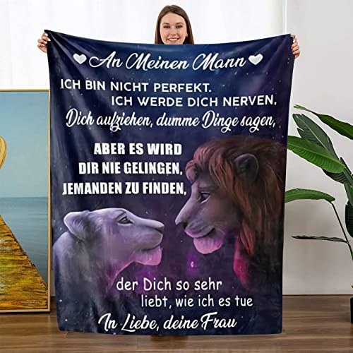 GLIKW Kuscheldecke An Meine Ehemann Decke,Frau für Ehemann Personalisierte Briefdecke Flauschige Flanell Wohndecke für Hochzeiten Birthday Christmas Ehemann Geschenke (Frau zu Ehemann A,100×150cm) von GLIKW