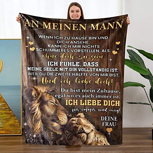 GLIKW Kuscheldecke An Meine Ehemann Decke,Frau für Ehemann Personalisierte Briefdecke Flauschige Flanell Wohndecke für Hochzeiten Birthday Christmas Ehemann Geschenke (Frau zu Ehemann C,150×200cm) von GLIKW