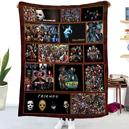 GLIKW Kuscheldecke Flauschige Personalisierte Horror Movie Character Decke, Super Weiche Flanell Horror Deko Wohndecke für Couch Bett Wohnzimmer Sofa Stuhl Halloween Weihnachts Geschenk (D,150×200cm) von GLIKW