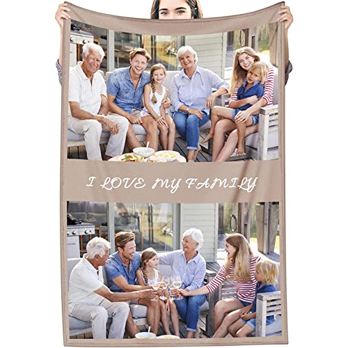 GLIKW Personalisierte Fotodecke mit eigenem Foto Und Text, Super Weich Flanell Collage Kuscheldecke Geschenke für Vater, Mutter, Kinder, Haustiere, Freunde oder Paare(2 Fotostil-2, 130×150cm) von GLIKW