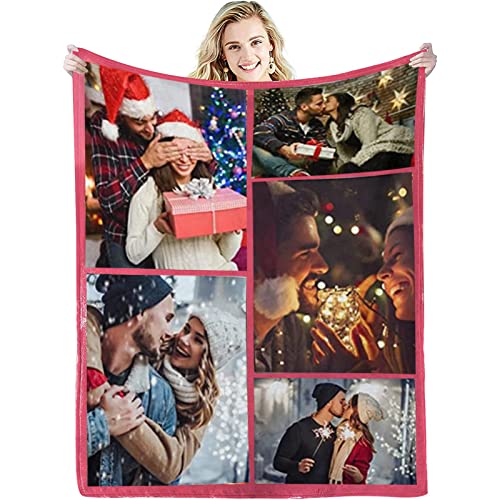 GLIKW Personalisierte Fotodecke mit eigenem Foto Und Text, Super Weich Flanell Collage Kuscheldecke Geschenke für Vater, Mutter, Kinder, Haustiere, Freunde oder Paare(5 Fotostil-1, 100×150cm) von GLIKW