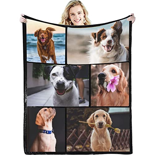 GLIKW Personalisierte Fotodecke mit eigenem Foto Und Text, Super Weich Flanell Collage Kuscheldecke Geschenke für Vater, Mutter, Kinder, Haustiere, Freunde oder Paare(6 Fotostil-1, 130×150cm) von GLIKW