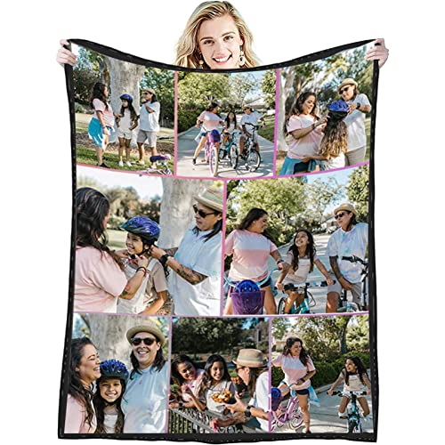 GLIKW Personalisierte Fotodecke mit eigenem Foto Und Text, Super Weich Flanell Collage Kuscheldecke Geschenke für Vater, Mutter, Kinder, Haustiere, Freunde oder Paare(8 Fotostil-1, 100×150cm) von GLIKW