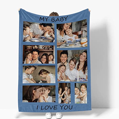 GLIKW Personalisierte Fotodecke mit eigenem Foto Und Text, Super Weich Flanell Collage Kuscheldecke Geschenke für Vater, Mutter, Kinder, Haustiere, Freunde oder Paare(8 Fotostil-2, 100×150cm) von GLIKW