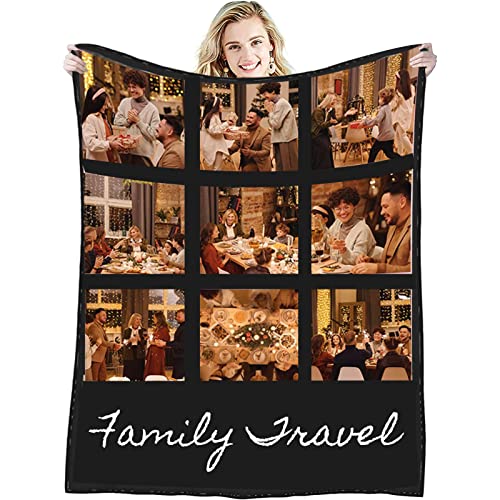 GLIKW Personalisierte Fotodecke mit eigenem Foto Und Text, Super Weich Flanell Collage Kuscheldecke Geschenke für Vater, Mutter, Kinder, Haustiere, Freunde oder Paare(9 Fotostil-2, 130×150cm) von GLIKW