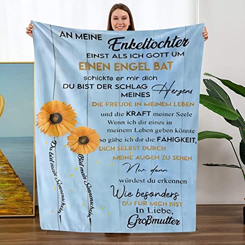 Kuscheldecke An meine Enkelin Decke,Großmutter für Enkelin Personalisierte Briefdecke Flauschige Flanell Wohndecke für Hochzeiten Birthday Christmas Geschenke (Großmutter zu Enkelin D,130×150cm) von GLIKW