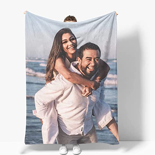 GLIKW Personalisierte Fotodecke mit eigenem Foto Und Text, Super Weich Flanell Collage Kuscheldecke Geschenke für Vater, Mutter, Kinder, Haustiere, Freunde oder Paare(1 Fotostil-1, 80×120cm) von GLIKW