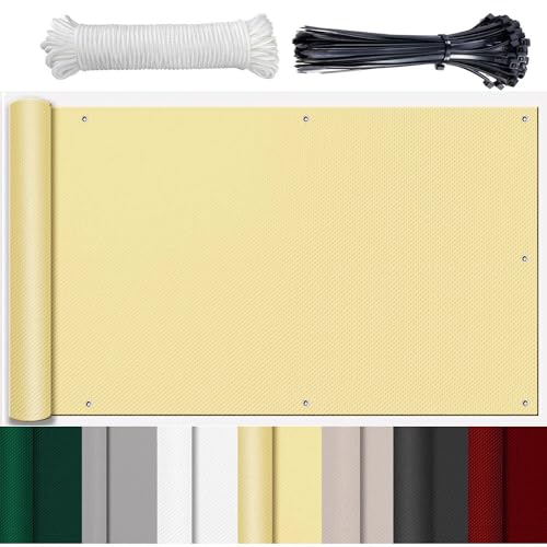 GLIN Balkonverkleidung Balkon Windschutz Windschutz Balkon meterware Tuch fest Kunststoff Wetterfest UV-Schutz Blickdichter Balkonsichtschut für Privatsphäre Terrasse Beige 110x500cm GLIN Balkonverkleidung Balkon Windschutz Windschutz Balkon meterware Tuch fest Kunststoff Wetterfest UV-Schutz Blickdichter Balkonsichtschut für Privatsphäre Terrasse Beige 110x500cm von GLIN