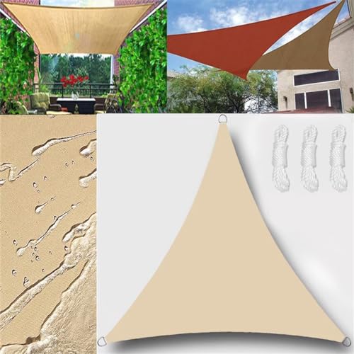 GLIN Sonnensegel Wasserdicht Dreieck gleichseitig 1.6x1.6x1.6m Sonnensegel Balkon Sonnenschutz 95% UV Schutz Windschutz für Balkon Garten,mit Ösen und Befestigungsseile Beige von GLIN