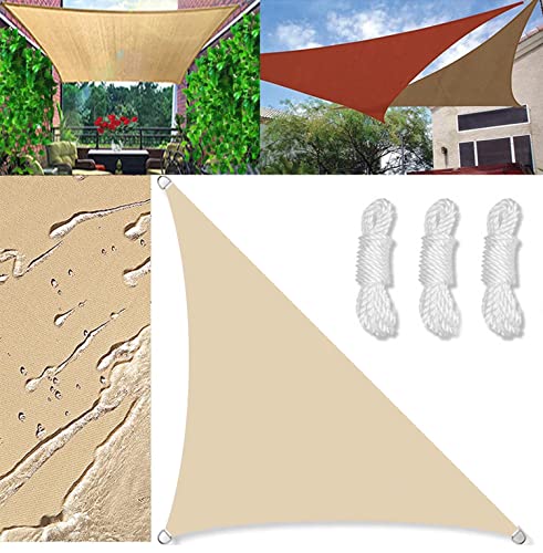GLIN Sonnensegel Wasserdicht Dreieck rechtwinklig 6x6x8m Sonnensegel Balkon Sonnenschutz 95% UV Schutz Windschutz für Balkon Garten,mit Ösen und Befestigungsseile Beige von GLIN