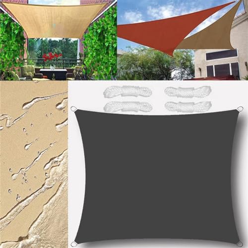 GLIN Sonnensegel Wasserdicht Quadrat 1.6x1.6m Balkon Sonnenschutz 95 Prozent UV Schutz Windschutz für Garten,mit Ösen und Befestigungsseile Anthrazit von GLIN