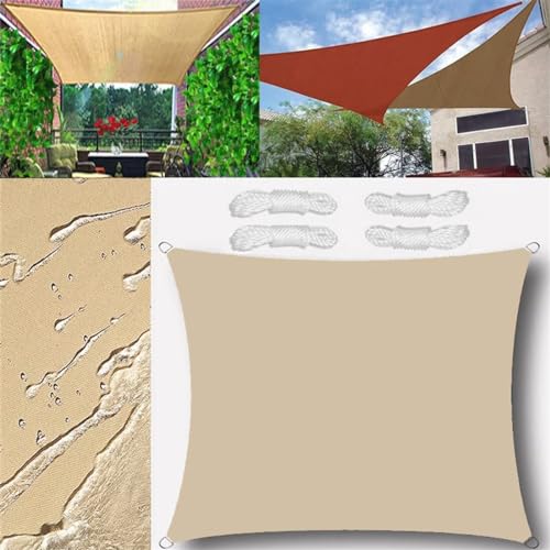 GLIN Sonnensegel Wasserdicht Quadrat 1.6x1.6m Sonnensegel Balkon Sonnenschutz 95% UV Schutz Windschutz für Balkon Garten,mit Ösen und Befestigungsseile Beige von GLIN