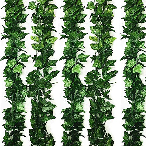 Künstliche Efeugirlande Rebe, Kunststoff Efeu Reben gefälschte Efeugirlande für Hochzeitsfeier Dekoration Garten Wand Grün Dekoration (Grün, 12PCS 94Ft) von GLIN