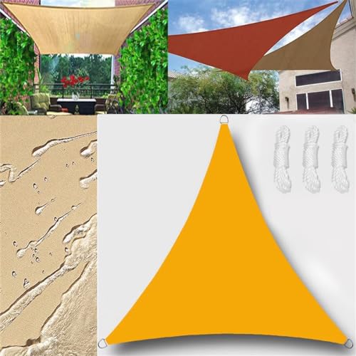 Sonnensegel Wasserdicht Dreieck gleichseitig 1.6x1.6x1.6m Sonnensegel Balkon Sonnenschutz 95% UV Schutz Windschutz für Balkon Garten,mit Ösen und Befestigungsseile Mangogelb von GLIN