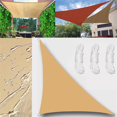 Sonnensegel Wasserdicht Dreieck rechtwinklig 1.6x1.6x2.26m Sonnensegel Balkon Sonnenschutz 95% UV Schutz Windschutz für Balkon Garten,mit Ösen und Befestigungsseile Sandgelb von GLIN