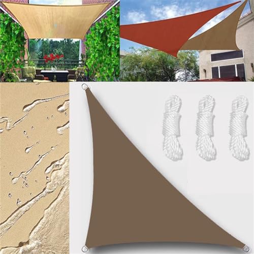 Sonnensegel Wasserdicht Dreieck rechtwinklig 2.5x2.5x3.5m Sonnensegel Balkon Sonnenschutz 95% UV Schutz Windschutz für Balkon Garten,mit Ösen und Befestigungsseile Braun von GLIN