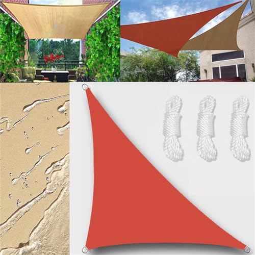 Sonnensegel Wasserdicht Dreieck rechtwinklig 3.6x3.6x5.1m Sonnensegel Balkon Sonnenschutz 95% UV Schutz Windschutz für Balkon Garten,mit Ösen und Befestigungsseile Rot von GLIN
