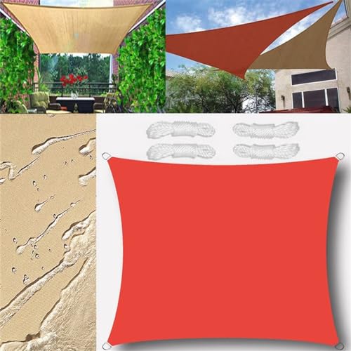 Sonnensegel Wasserdicht Quadrat 3.6x3.6m Sonnensegel Balkon Sonnenschutz 95% UV Schutz Windschutz für Balkon Garten,mit Ösen und Befestigungsseile Rot von GLIN