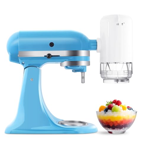 Rasiereis-Aufsatz für Kitchenaid Mixer-Aufsätze, Rasiereismaschine für Küchenhelfer Zubehör und Aufsätze mit 8 Eisformen, Schneekegelmaschine mit groben und feinen Klingen von GLINK