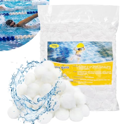 GLINKADO Pool Filterbälle 700g, Effektive Filterbälle für Sandfilteranlagen Filterballs für Poolreinigung Filterbälle von Ersetzt 25 kg Sand in Filtersystemen wie Schwimmbädern von GLINKADO