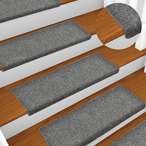 15 Stück Treppenstufen, rutschfeste Matte für Treppenstufen, bequem und sicher, 65 x 21 cm, Treppen-Teppich mit wiederverwendbarem Klebstoff, schützt Treppen, einfache Installation (grau) von GLIT