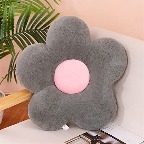 GLITZFAS Blumenförmiges Kissen Plüschkissen, Plüsch Blume Stuhlkissen Sitzkissen, Zierkissen Spielzeug Bodenkissen für Kinderzimmer Zuhause Sofa (Grau,35 cm) von GLITZFAS