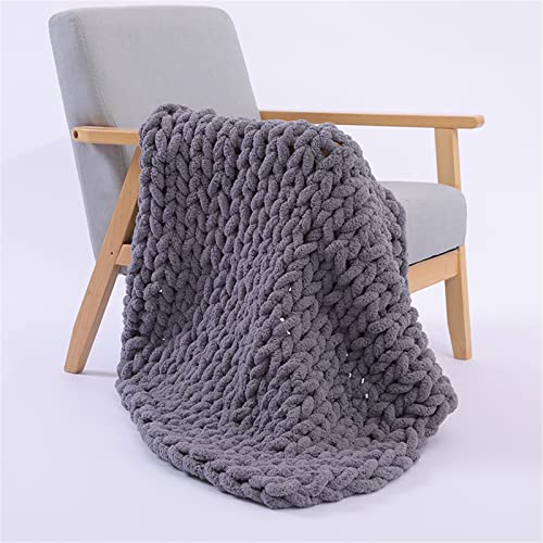 GLITZFAS Gestrickte Decke Grob Kuscheldecke Grobstrick Wolldecke Strickdecke Tagesdecke Überwurf Decke Zuhause Dekor Geschenk fürs Sofa Tagesdecke (Dunkelgrau,120 * 150cm) von GLITZFAS