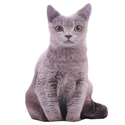 GLITZFAS Simulation Katze Kissen, 3D-Druck Dekokissen, nettliche Katzen Zierkissen Kuschelweich groß (Russisch Blau) von GLITZFAS