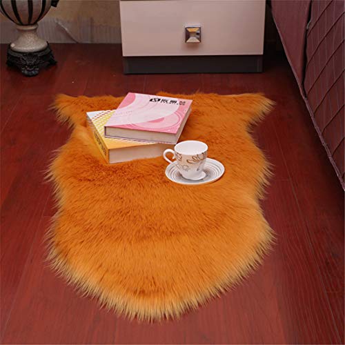 GLITZFAS Teppich Kunstfell Schaffell Lammfellimitat Teppich Longhair Fell Optik Nachahmung Wolle Bettvorleger Sofa Matte (Orange, 60 * 90cm) von GLITZFAS