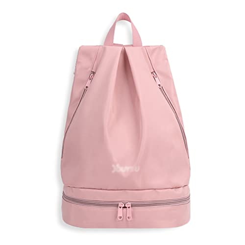 GLJ Damen-Schwimmtasche, tragbare Herren-Fitnesstasche, Rucksack-Reiseaufbewahrungstasche, mit separatem Schuhfach, Trocken- und Nasstrennung (Color : Pink, Size : 14.6 inch) von GLJ