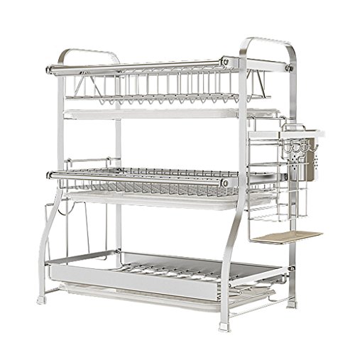 GLJTUO 3-Stufiges Abtropfgestell Aus Edelstahl 304, Abtropfgestelle Für Die Küche, Kompaktes Besteckregal, Multifunktionale Küchenregale-44cm von GLJTUO