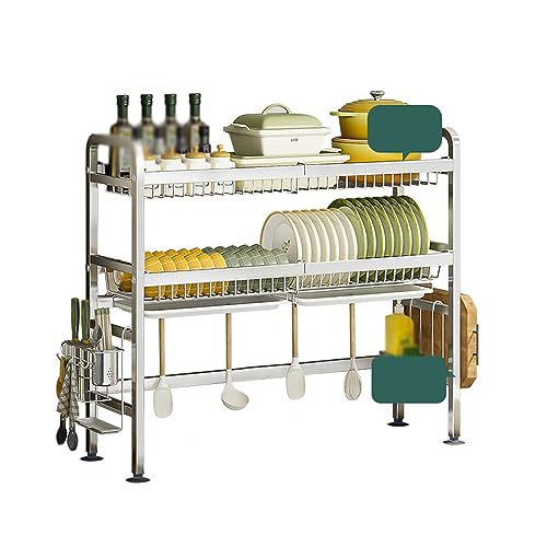 Geschirrständer Für Die Küche, Langlebiger Geschirrständer Aus Edelstahl Für Die Küche, Geschirrständer Mit Großer Kapazität, Abnehmbares Abtropfgestell-Double Layer-97cm von GLJTUO