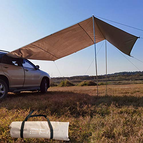 Shade Camping Side Car Dachzelt, Wasserdichtes Tragbares Campingzelt, Autodach-Regendach-Autozelte Für Camping-Fließheck (Khaki 300 * 200 cm) von GLJTUO