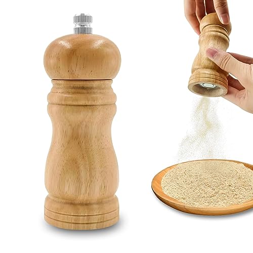 GLLBTPT Salz und Pfeffermühle,Holz Mühle Gewürzmühle Salzmühlen Pfeffermühlen Set Mit Einstellbarem Keramikmahlwerk 5 Zoll von GLLBTPT