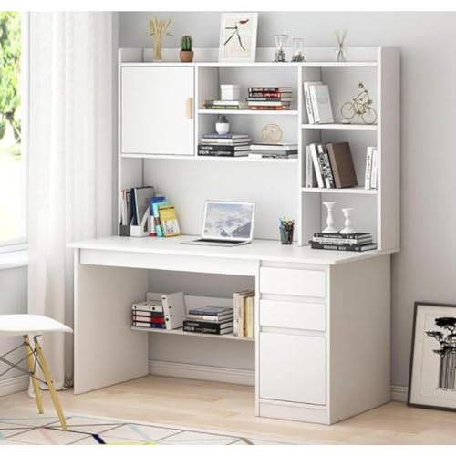 GLMGBP Computertisch mit Aufsatz und Bücherregal, moderner Home-Office-Schreibtisch, Stabiler Schreibtisch aus Holz mit Schubladen, PC-Tisch-Arbeitsplatz zum Arbeiten und Lernen (120 x 45 x 164 cm von GLMGBP