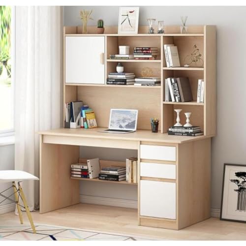 GLMGBP Computertisch mit Aufsatz und Bücherregal, moderner Home-Office-Schreibtisch, Stabiler Schreibtisch aus Holz mit Schubladen, PC-Tisch-Arbeitsplatz zum Arbeiten und Lernen (120 x 45 x 164 cm von GLMGBP