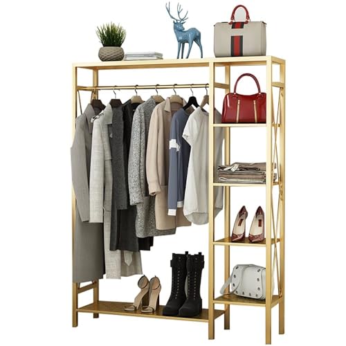 GLMGBP Robuste Kleiderstange aus Metall, freistehende Garderobe mit 4 Ablageflächen, multifunktionale Kleiderständer zum Aufhängen von Kleidung, geeignet für das Schlafzimmer zu Hause – 90/120/150 von GLMGBP