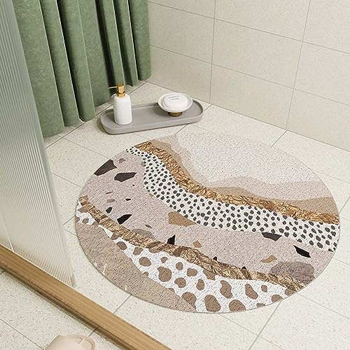 GLMGBP Runde Duschmatte, 80 cm, Luffa-Badematte für Badezimmer in der Dusche, rutschfeste Anti-Schimmel-PVC-Badewannenmatte mit Ablauf, schnell trocknende Duschbadematte für nasse Bereiche von GLMGBP